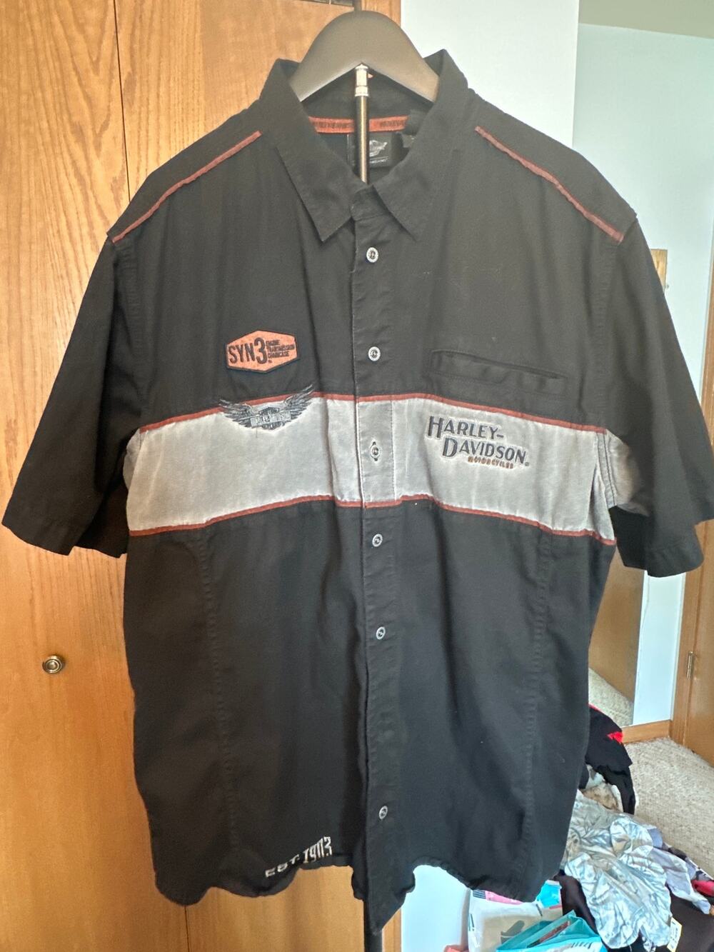 Harley Davidson SYN3 Colorblock Mechanic Work Shirt 2XL EUC 99018-17VM